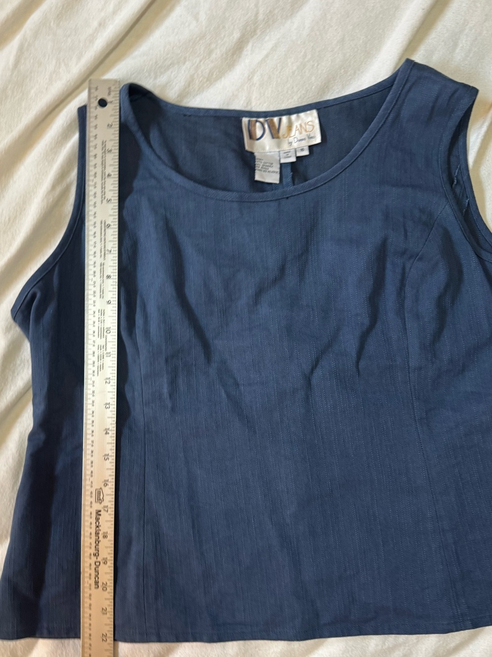 Vintage DV Jeans by Donna Vinci Blue Stretch Denim Tank Top Size 16 - Picture 5 of 7